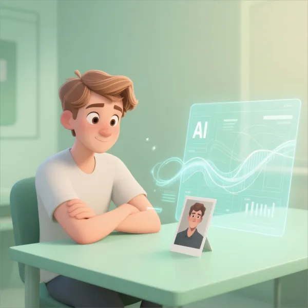 AI analyzing facial features for age